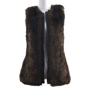 Sanctuary Clothing Vest Womens Small Brown Mob Wife Leather Trim Faux Fur Jacket